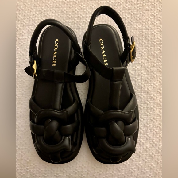 Coach Shoes - COACH Black Knotted Women's Sandals.